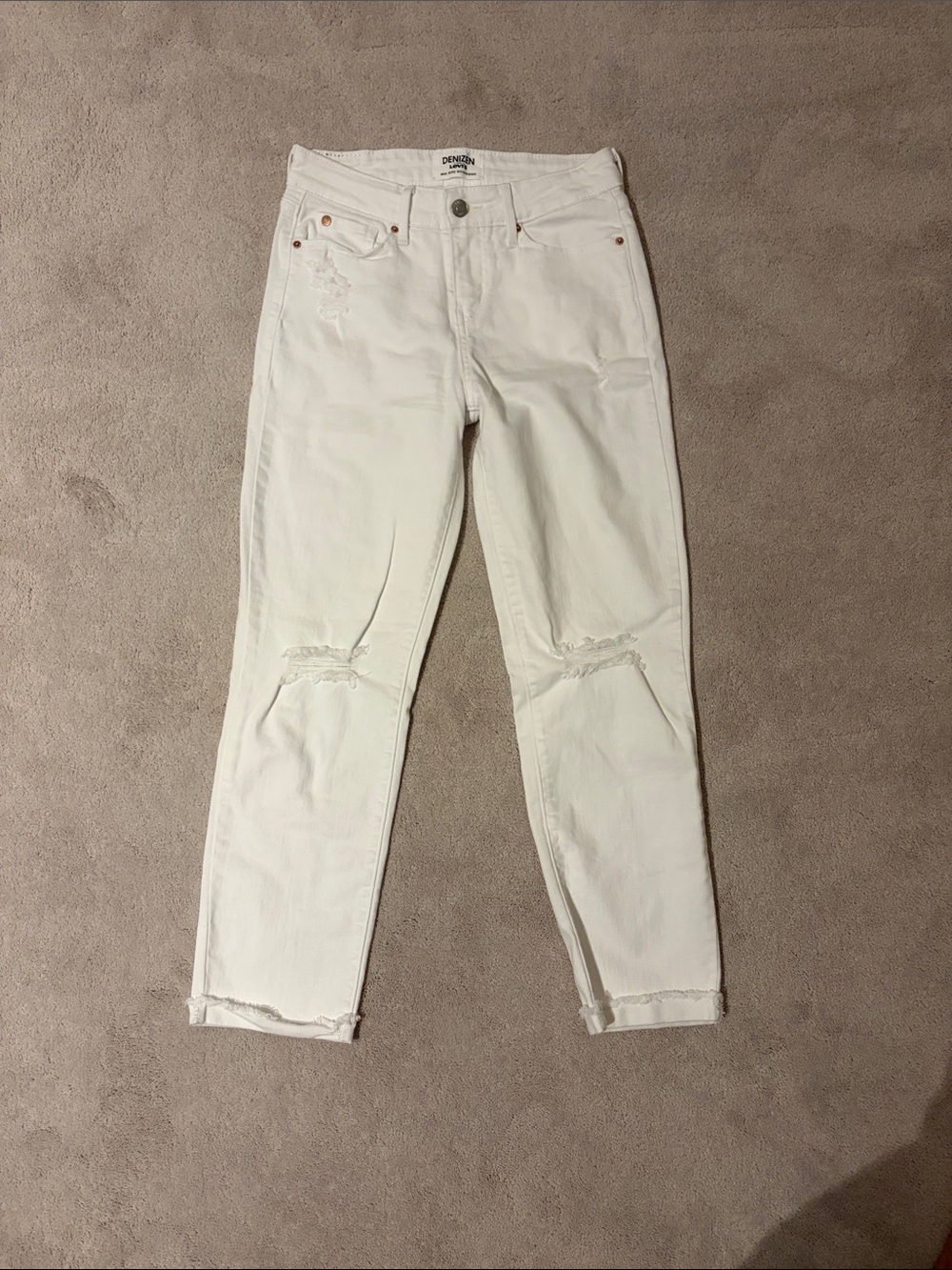 Distressed White Denim Jeans
